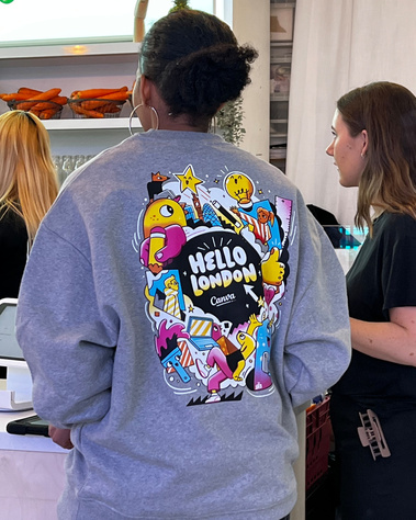 Canva illustrated merch designed for the pop up shop launch by illustrator Geo Law