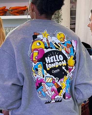 Canva illustrated merch designed for the pop up shop launch by illustrator Geo Law