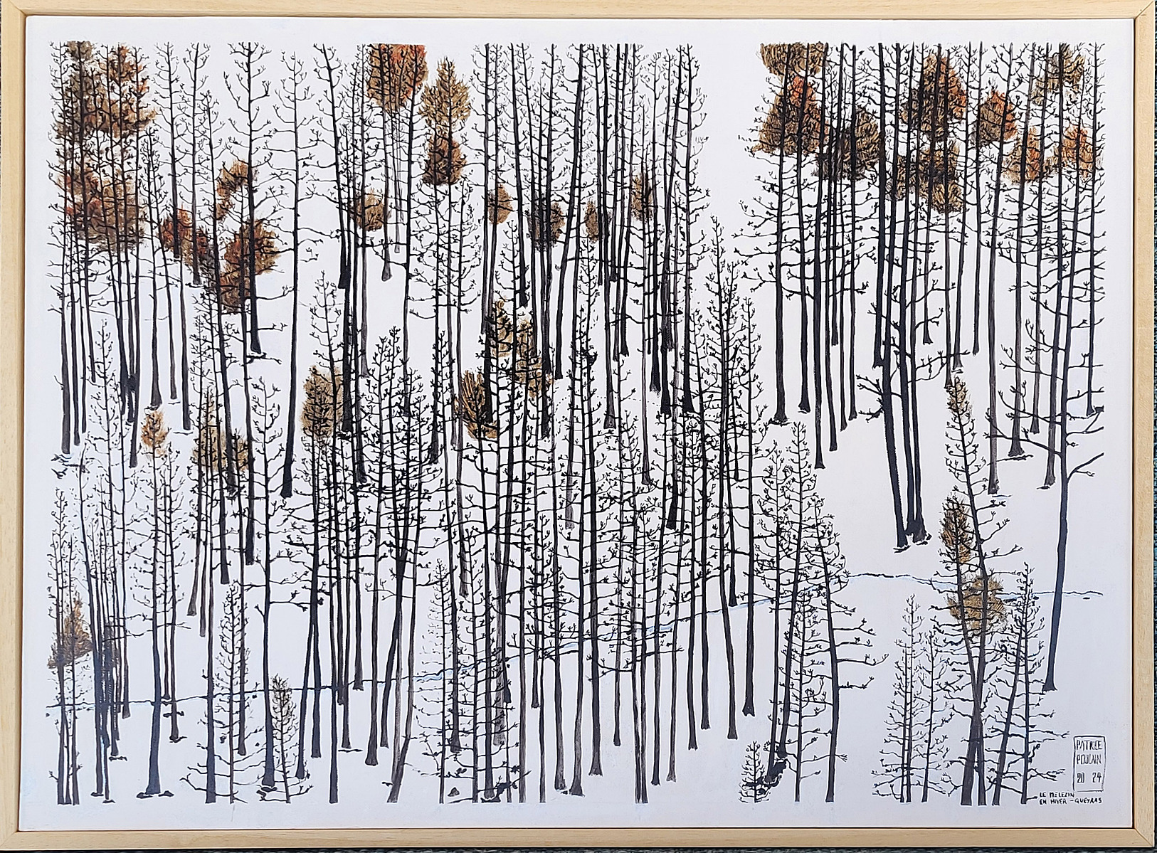 Le mélézin en hiver (Queyras)
Huile sur carton encadrée (4( x 58 cm)
Patrice Poulain 2024