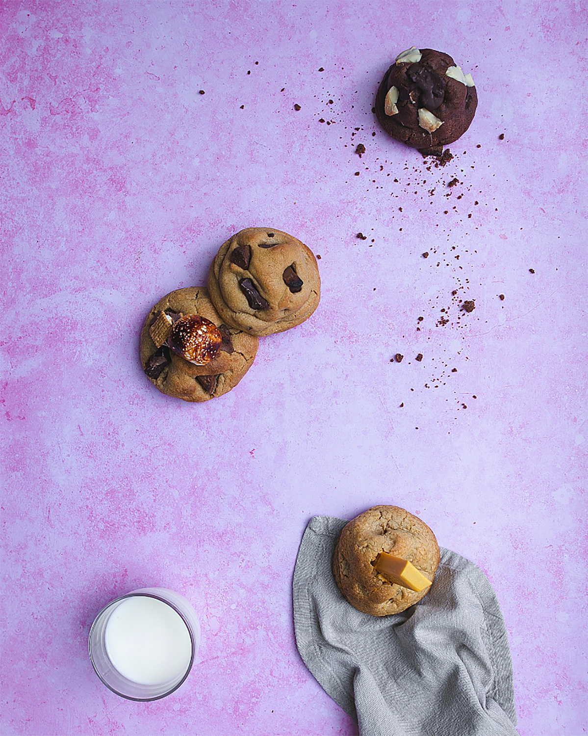 Photo of chocolate brownies and a glass of milk. Photography by Georgie Glass, Manchester