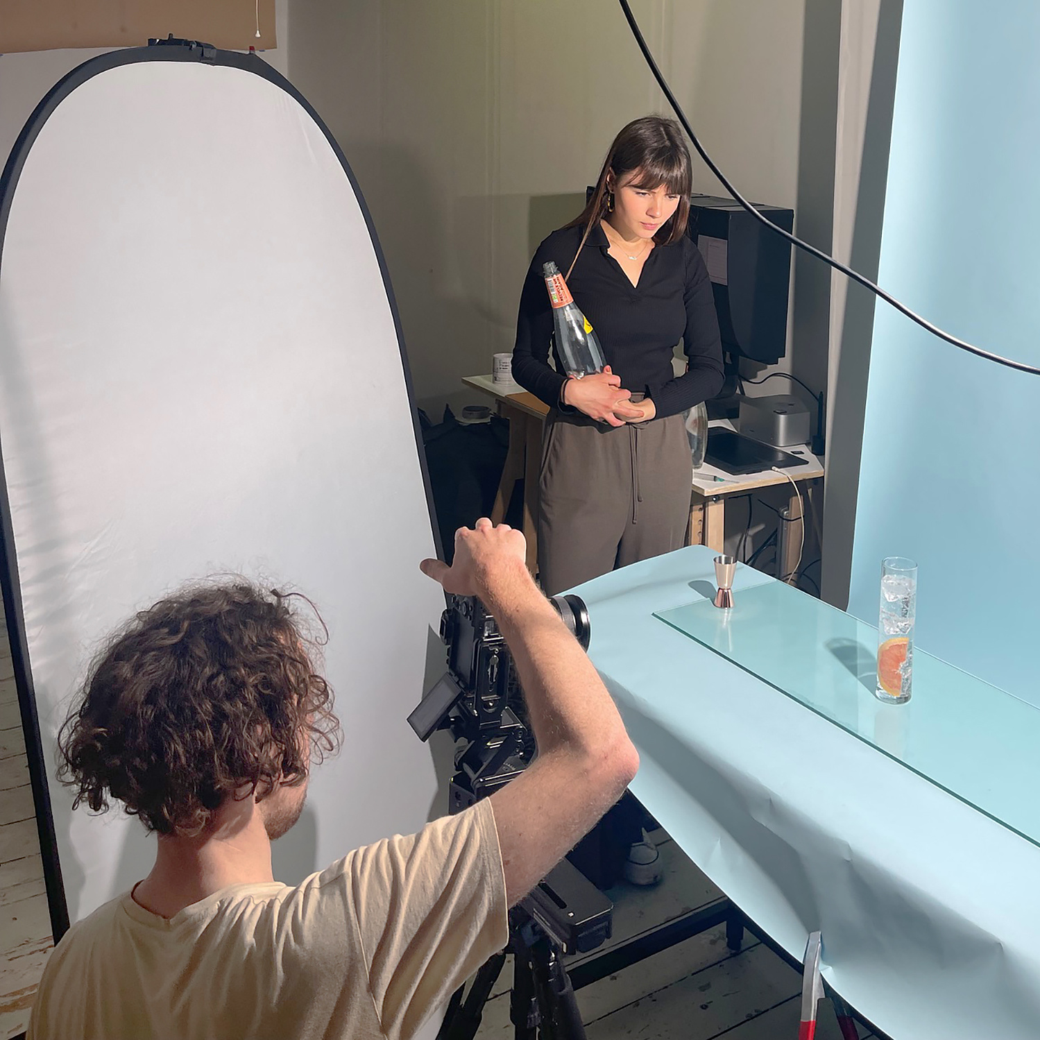 Georgie Glass photographer Manchester working behind the scenes on a test shoot with Schweppes.
