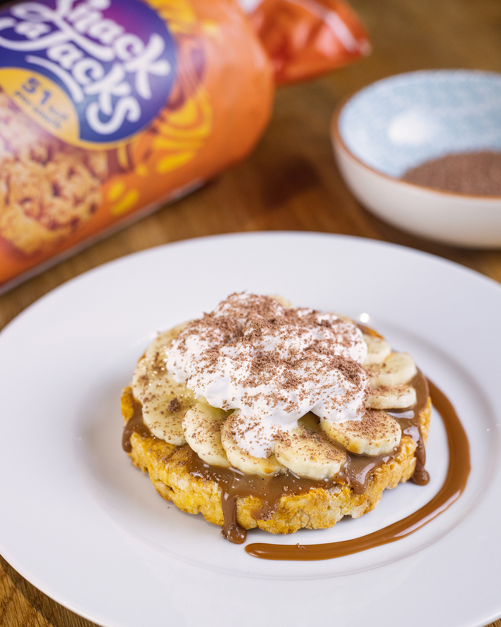 Georgie Glass Photography image of Snack a Jack's crisp covered in chocolate and banana. Manchester Photographer.