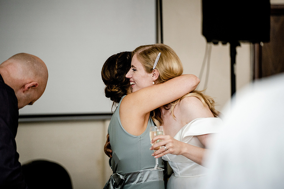 A bride thanks her maid of honour for a speech at her wedding - Georgie Glass Photography