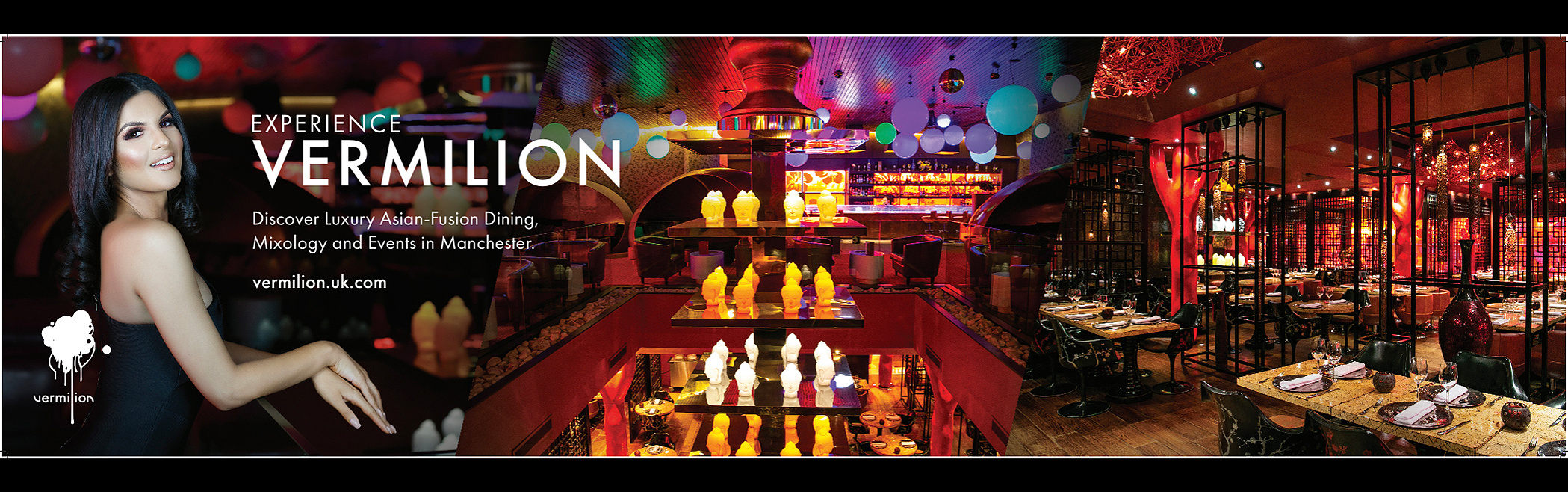 Vermillion restaurant banner advertisement for Manchester airport - Georgie Glass Photography