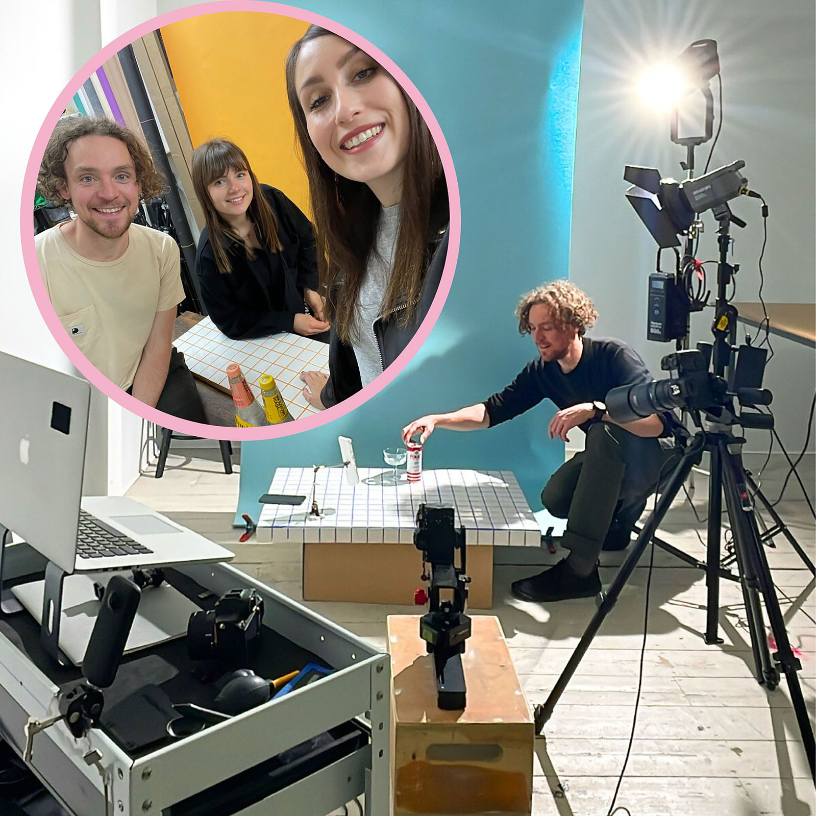 Behind the scenes at a shoot with both photo and video