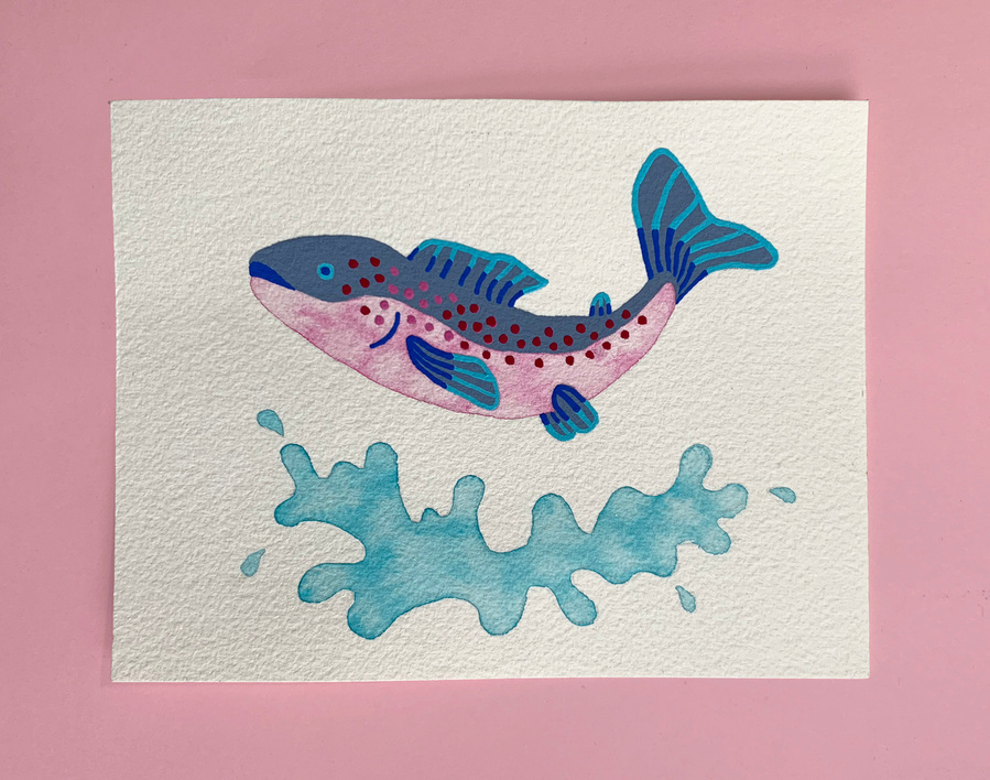 picture of a painting of a salmon