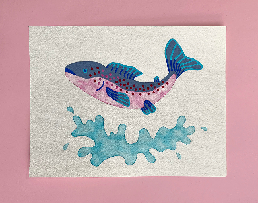 picture of a painting of a salmon