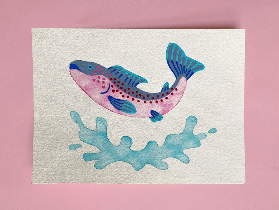 picture of a painting of a salmon