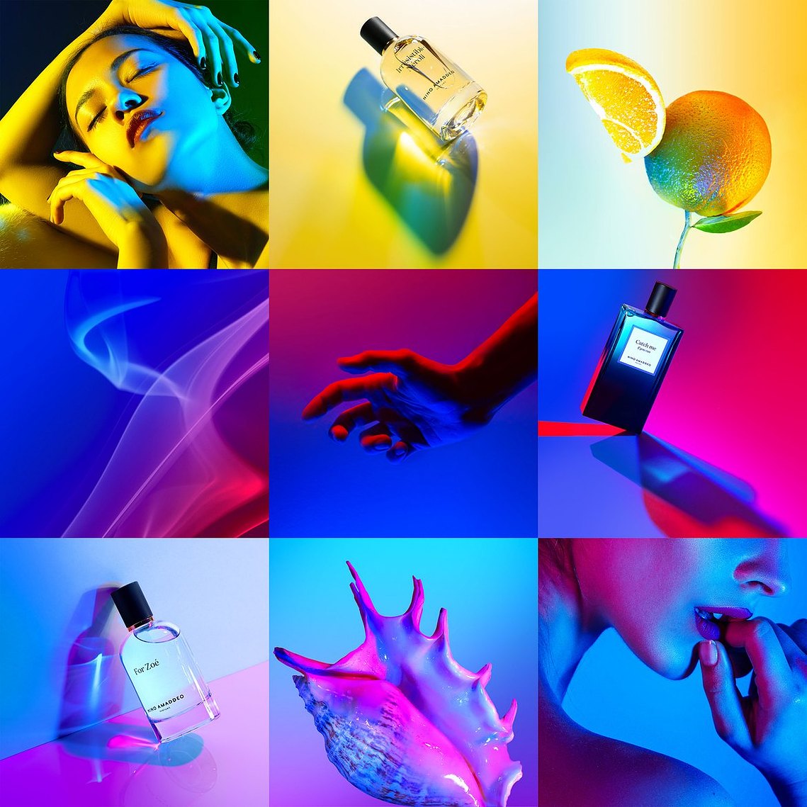 Social media posts for perfume brand.