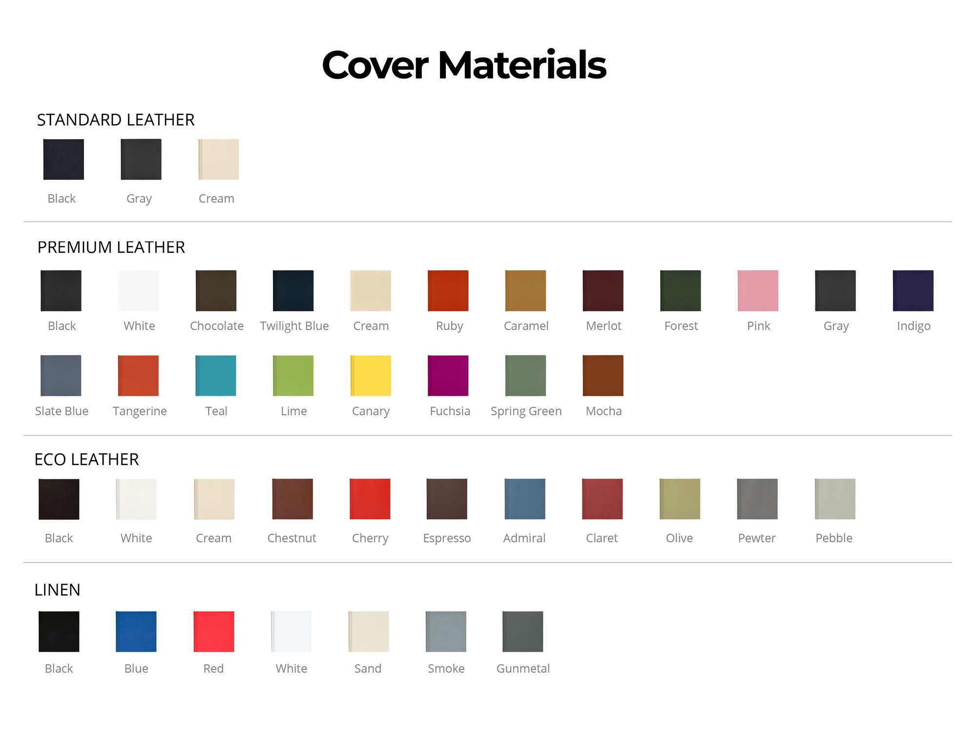Album cover materials and colors.