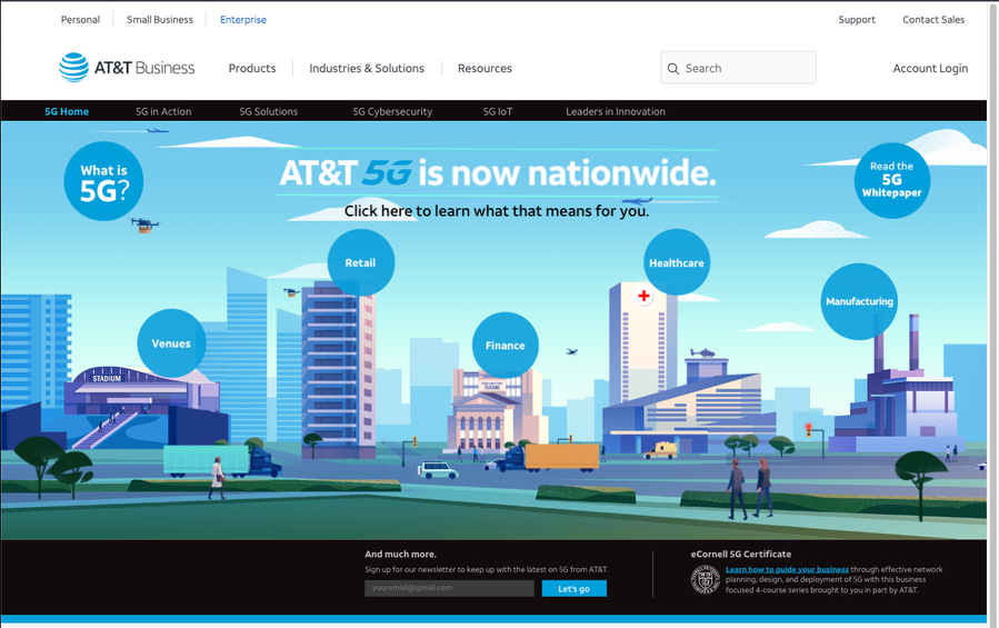 Worked as ACD to create the AT&T 5G for Business interactive website. Directed illustrator Mark Boardman for graphics.