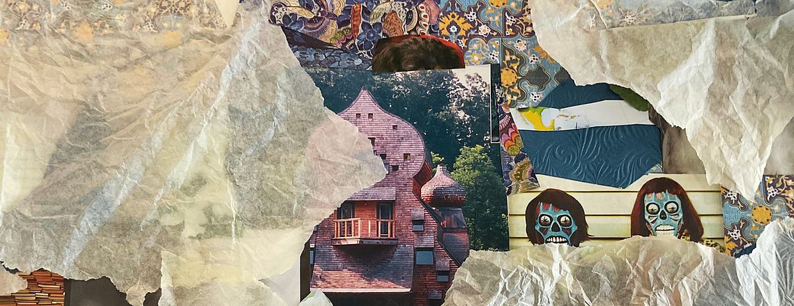 Self-Portrait Collage (2022) Magazine, tissue paper
