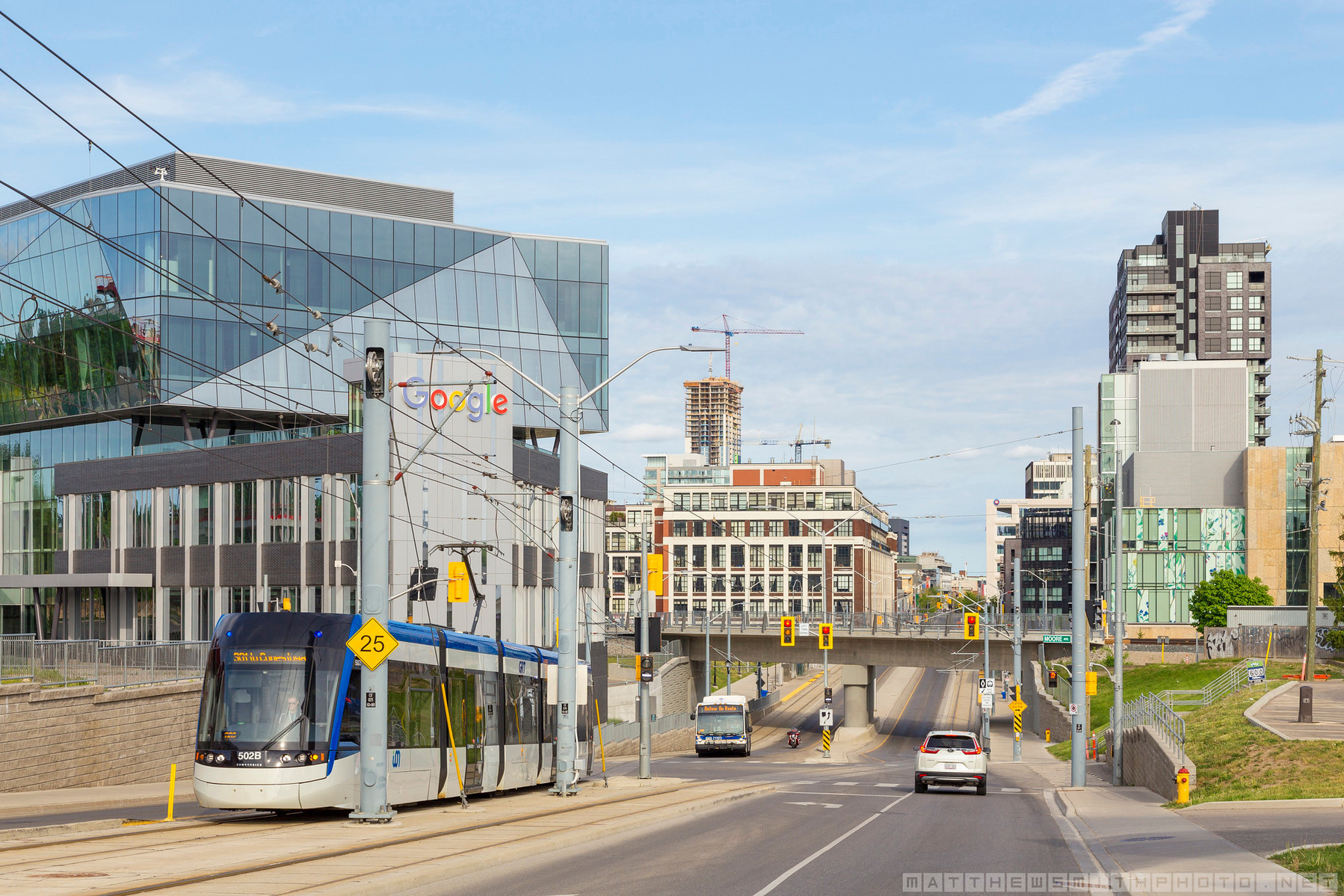 Kitchener's growing skyline featuring Google office and ION LRT. 