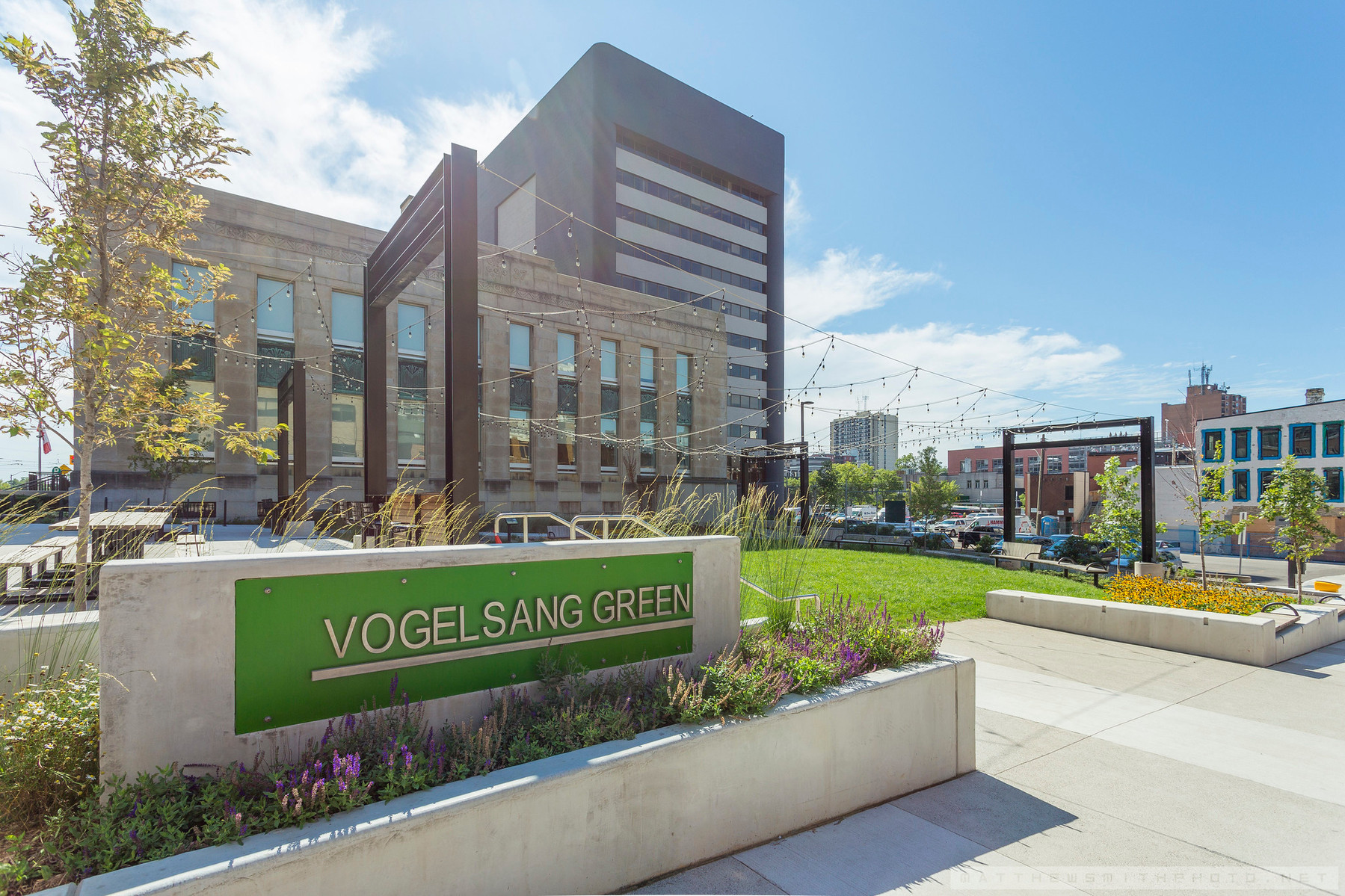 New urban park in Downtown Kitchener, Vogelsang Green. 