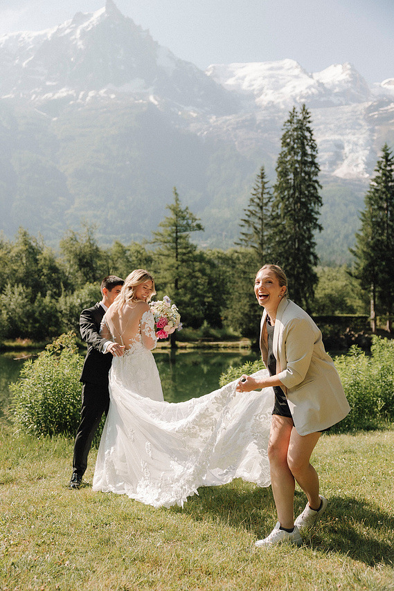 Laura Wilson-North on a glorious sunny day at a wedding in the French Alps. Photo: Mathilde Rietsch.