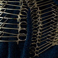 Surgical equipment laid out to be packed into surgery packs at the Humane Rescue Alliance in Washington, DC.