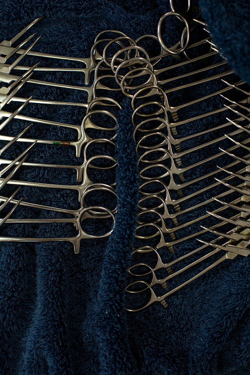 Surgical equipment laid out to be packed into surgery packs at the Humane Rescue Alliance in Washington, DC.