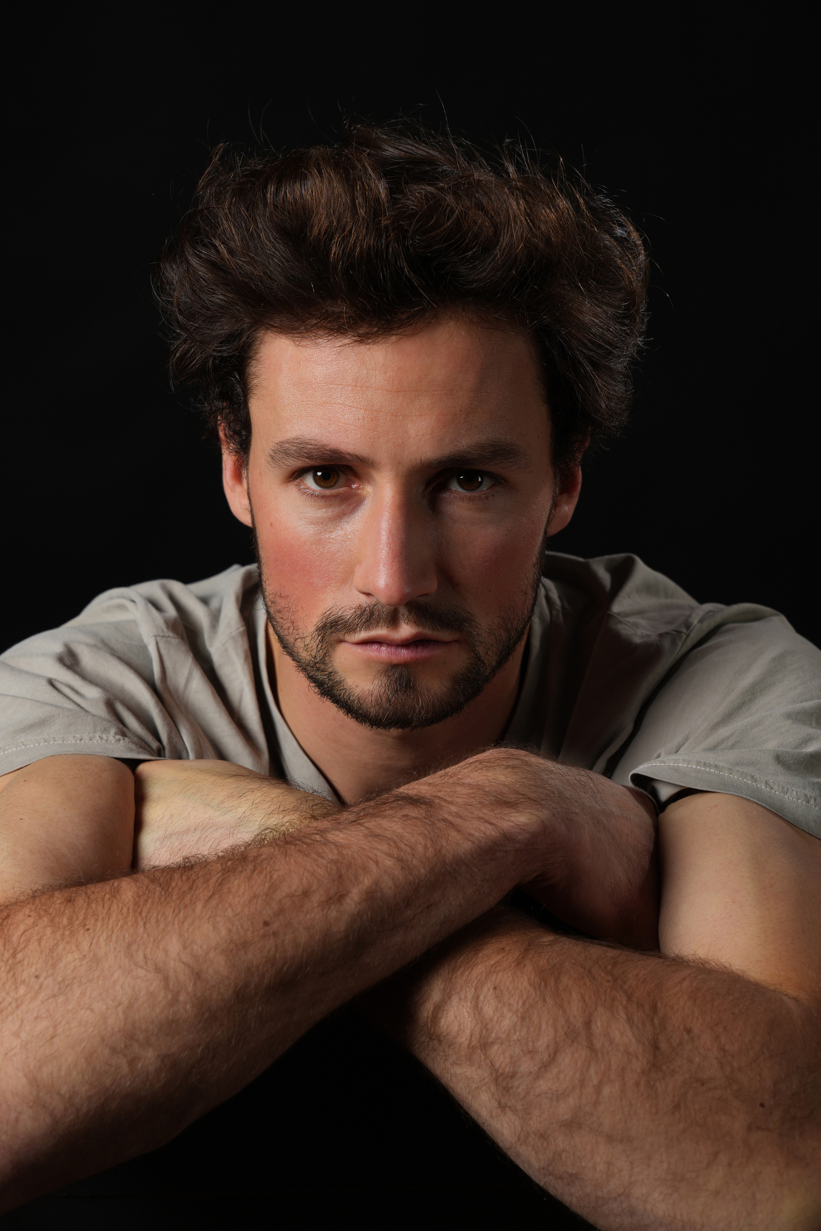 Studio Portrait of a young male explorer and photographer