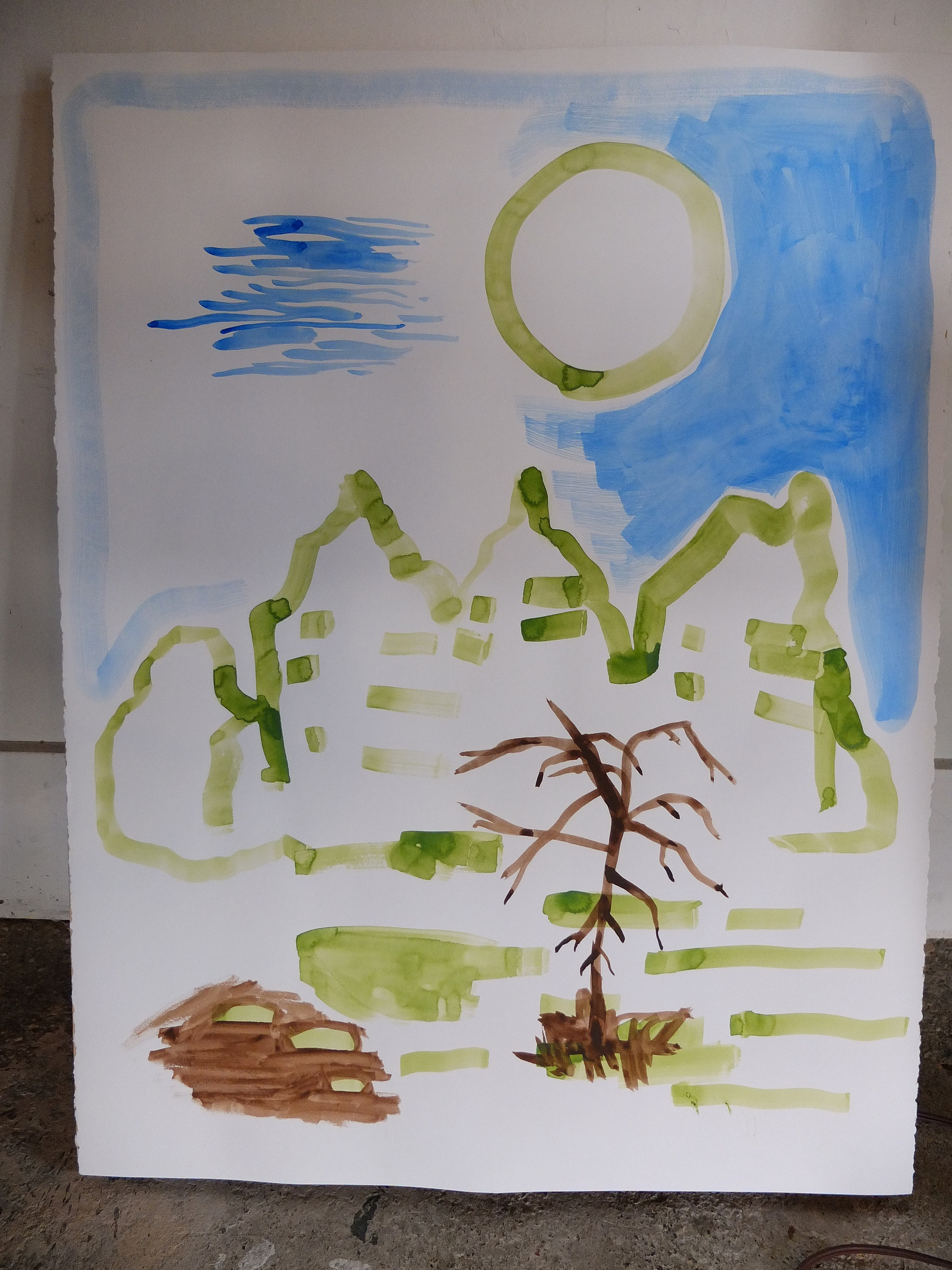 nellie appleby art work, paint on paper with paint, image of a bog