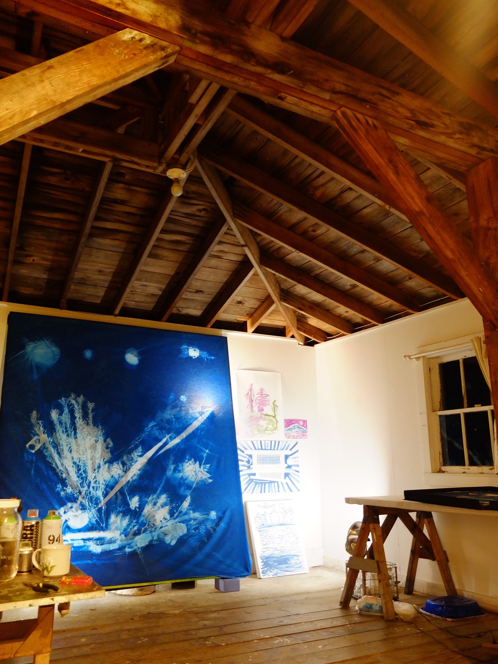 view of nellie appleby's studio at night