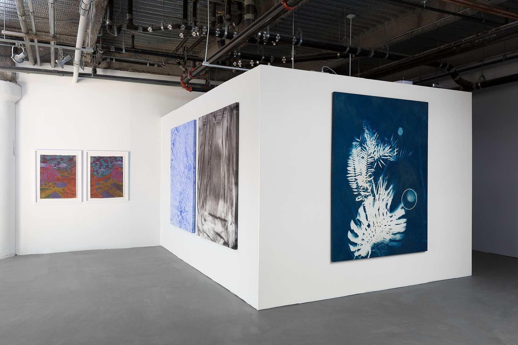 Nellie Apply cyanotype on textile titled 'Oasis' in NYC exhibition at Chasama