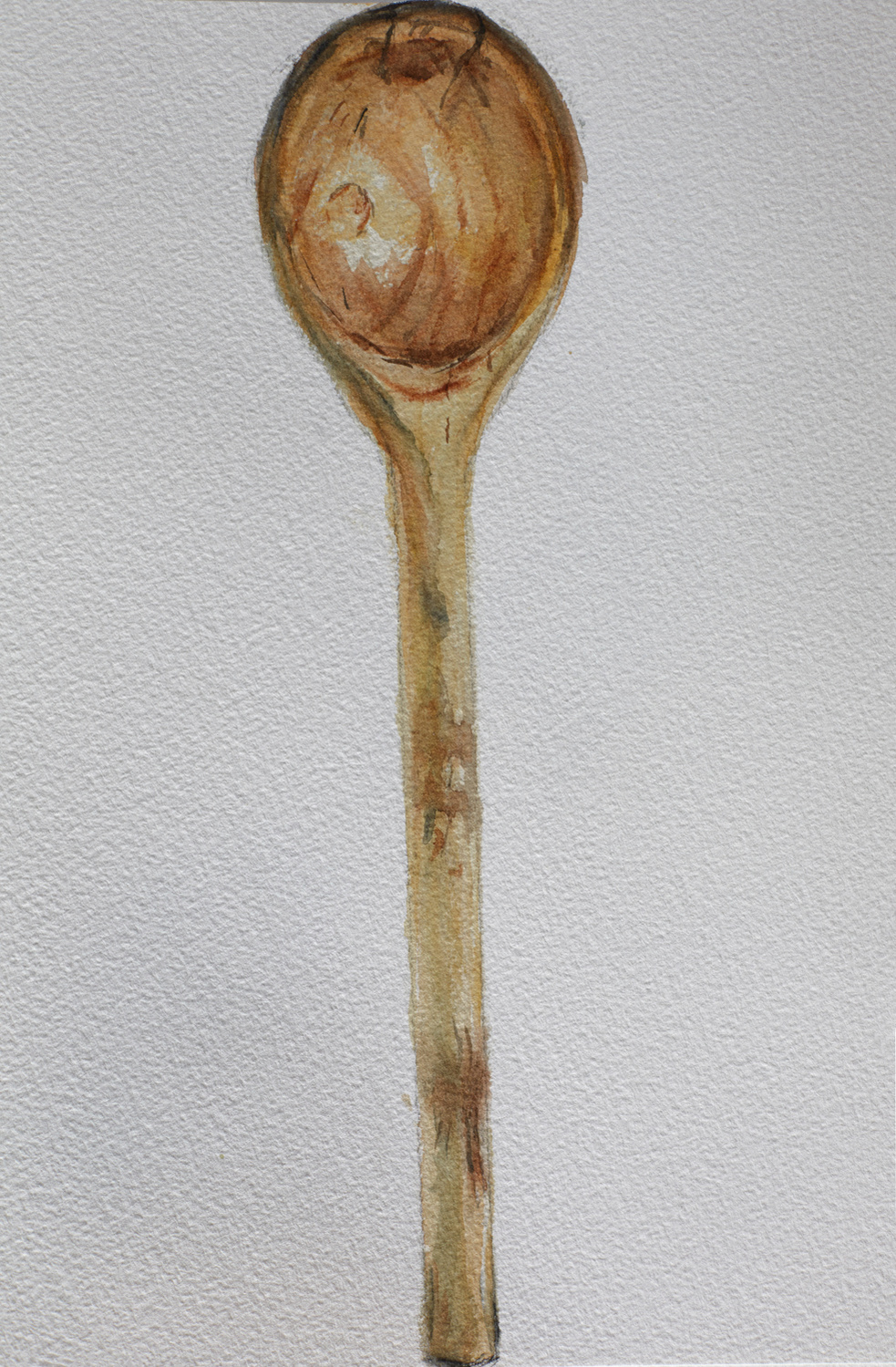 study of a wooden spoon in watercolour 2019