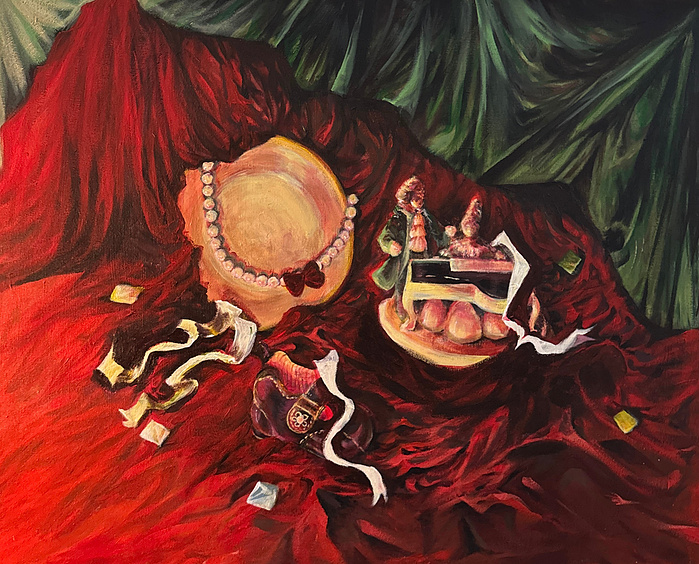 Christmas. Acrylics on canvas, 2025, 24 × 36 in (61 × 91.4 cm).