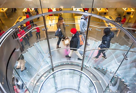 Iconic retail architecture. The Apple 5th Ave store, a masterpiece of design and branding, photographed to inspire and attract. #RetailDesign #IconicArchitecture #AppleStore