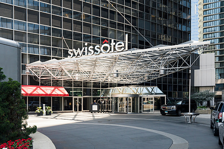 Swissotel Chicago - Overlooking the Chicago River and Lake Michigan, this award-winning luxury hotel is steps from the Magnificent Mile. Designed by renowned architect Harry Weese and exquisitely captured by Basel Almisshal.