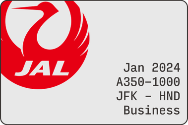 Japan Airlines A350-1000 JFK - HND Business
