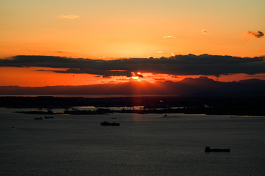 View of Sunset During Flight