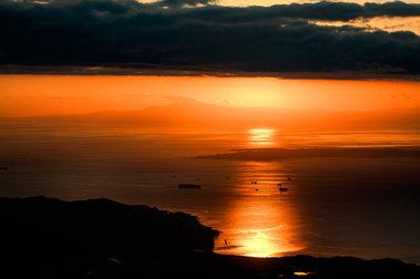 View of Sunset During Flight