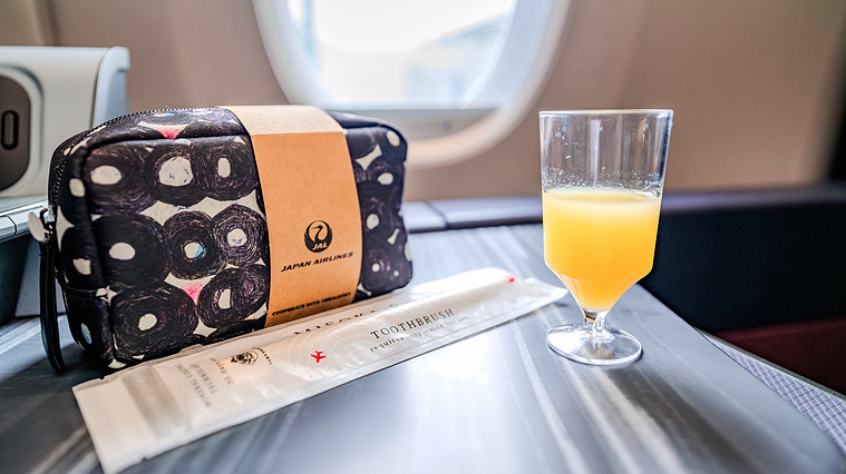 Japan Airlines A350-1000 Business Class Welcome Drink