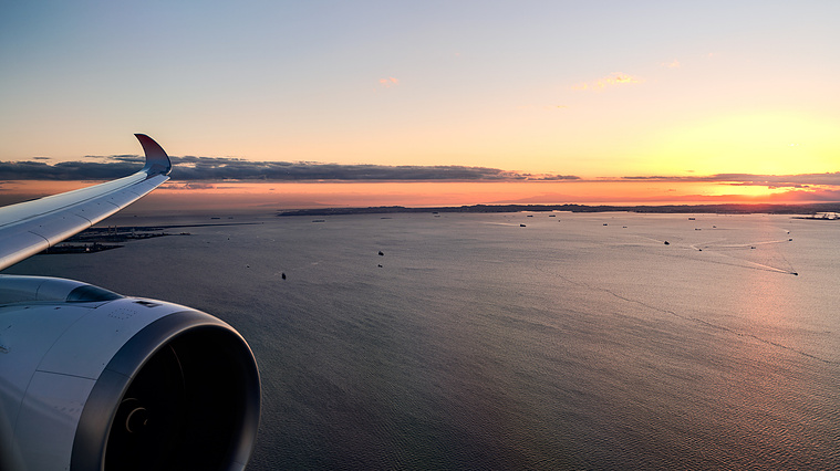 View of Sunset During Flight