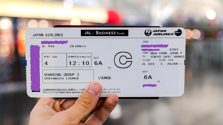 Japan Airlines Business Class Boarding Pass
