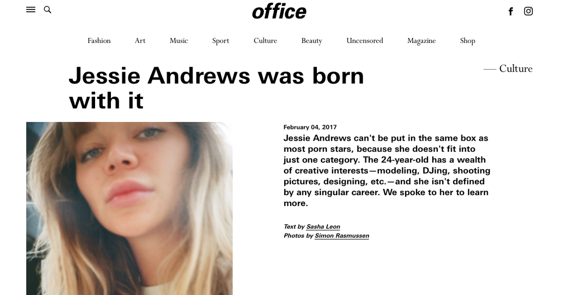 JESSIE ANDREWS IN OFFICE MAGAZINE