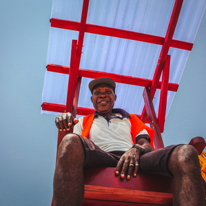 Lifeguard on a beach in Lagos, Nigeria 