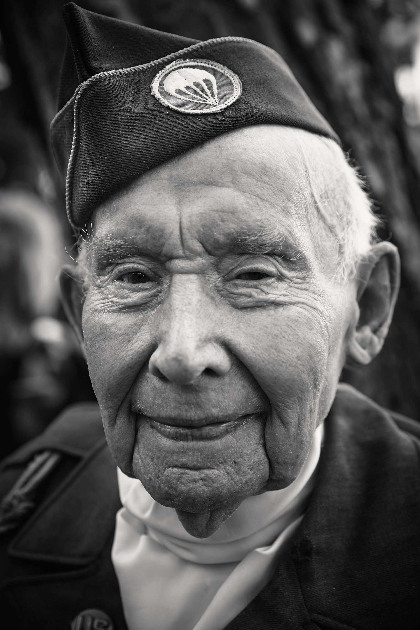 D-DAY VETERANS, FRANCE: American World War II and D-Day veteran Joe Reily (98 yrs old), from Wisconsin, a member of the 101st Airbourne 501 division who landed at Utah beach, photographed at the American Cemetery on June 6th in Colleville-sur-Mer, Normand