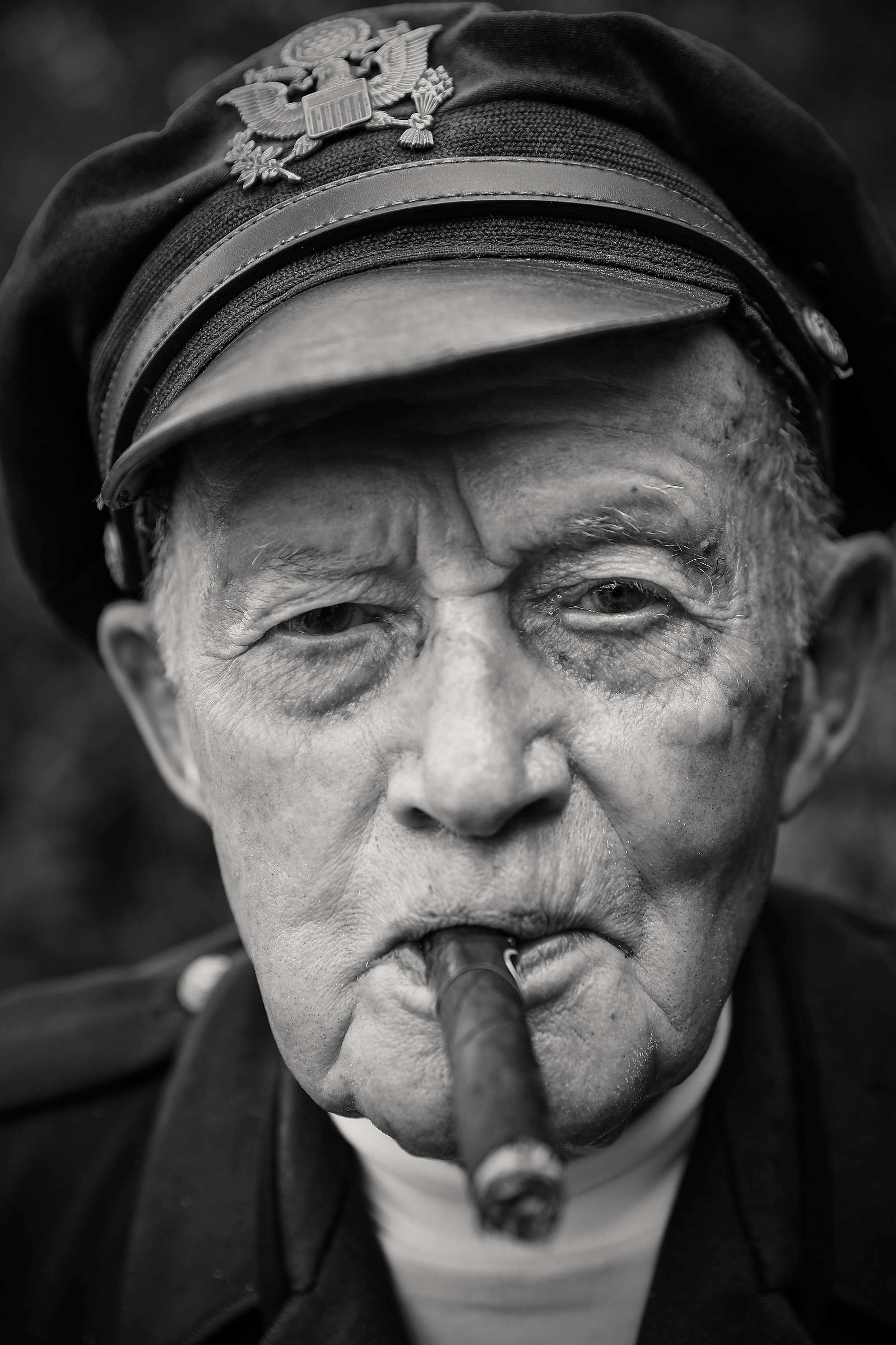 D-DAY VETERANS, FRANCE: American World War II and D-Day veteran Dennis Thompson (96 yrs old), a former B-24 and B-17 bomber pilot, who flew over 30 missions, including on D-Day, photographed at the American Cemetery on June 6th in Colleville-sur-Mer, Norm