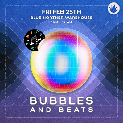 Bubbles and Beats Art Island square poster