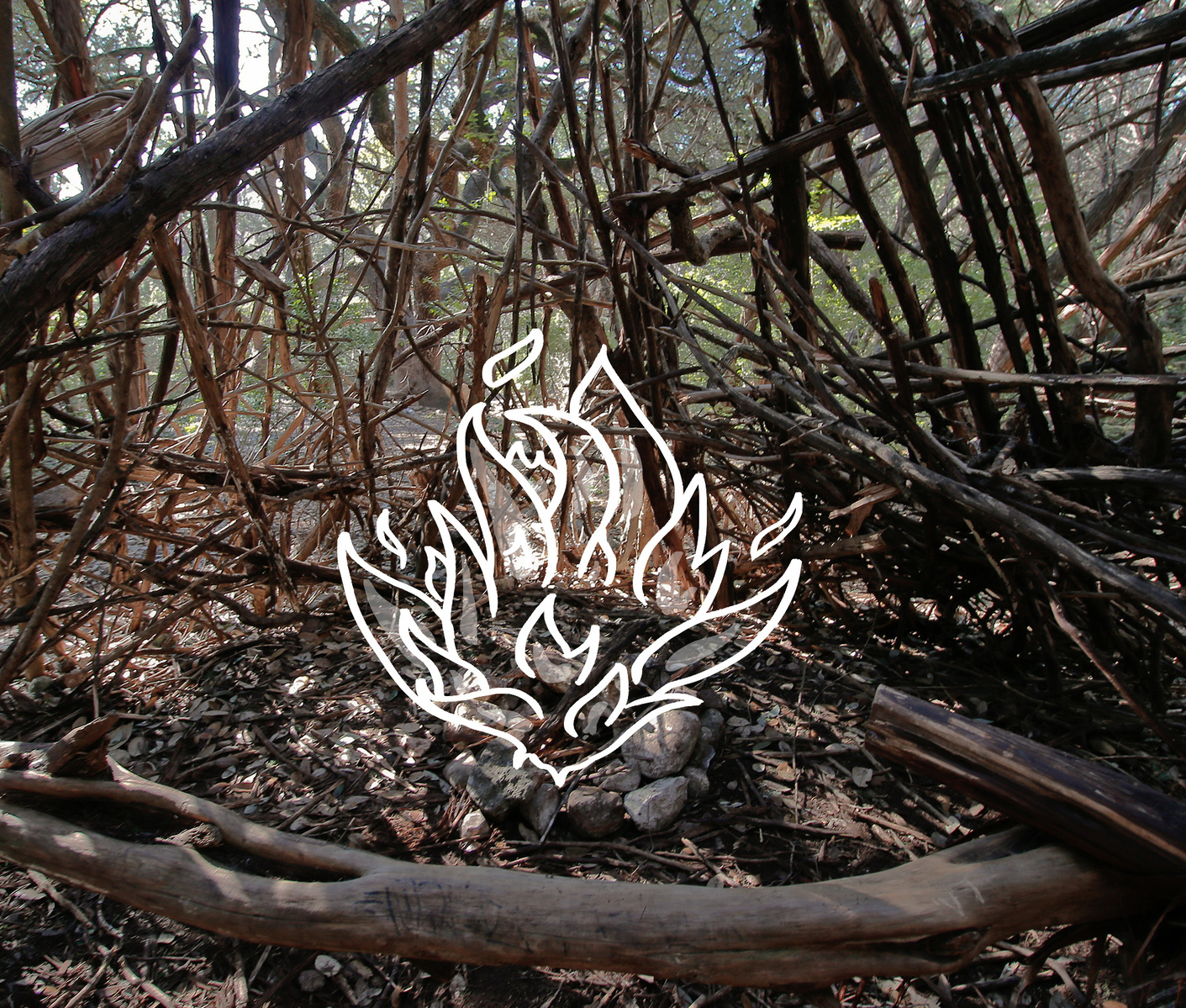 Fire drawn over a campsite over at an Austin Greenbelt.