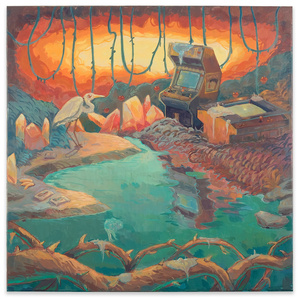Street Fighting Egret, Near Columns for Mega D
Acrylic polymer on mounted hardwood panel
40 x 40 cm