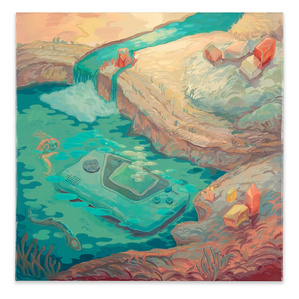 Game Gear Submerged in Rock Pool
Acrylic polymer on mounted hardwood panel
30 x 30 cm 