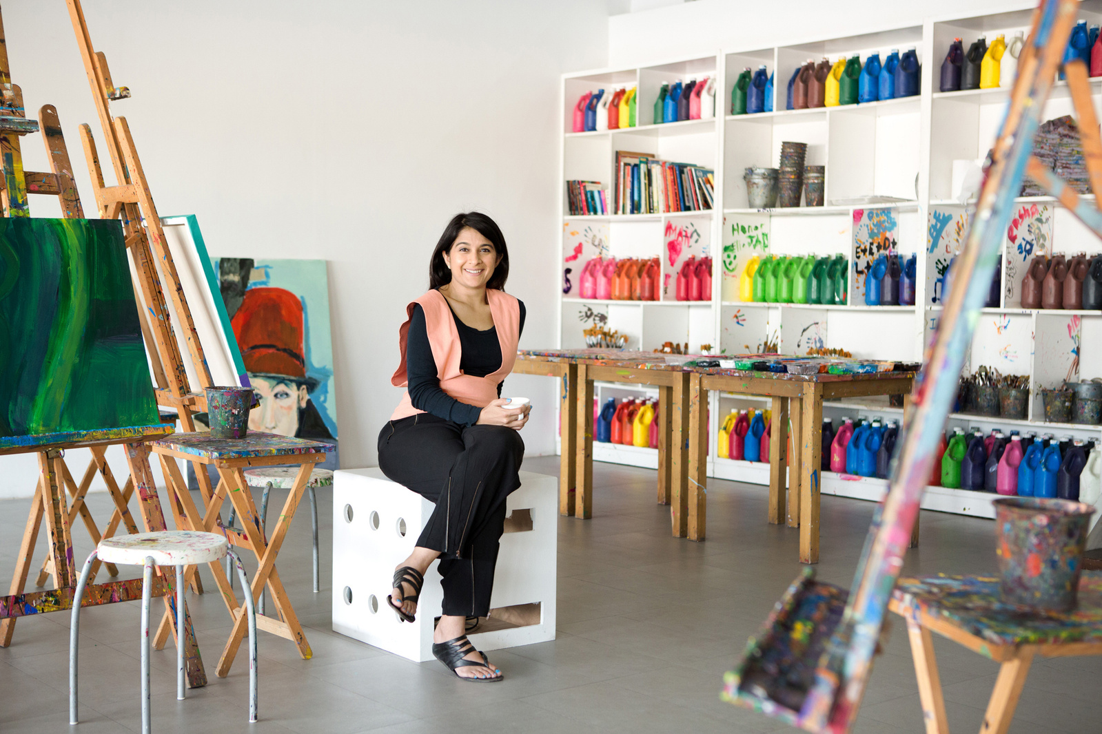 Portrait photograph of an art teacher in her classroom in Wilshire