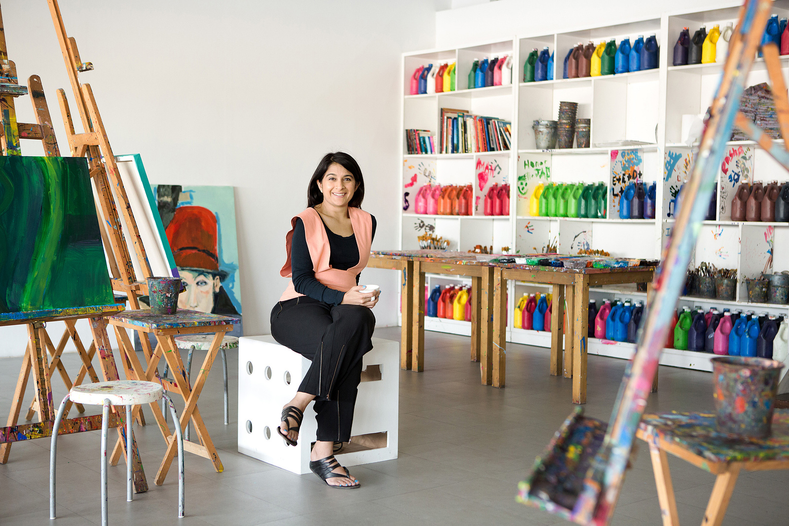 Portrait photograph of an art teacher in her classroom in Wilshire