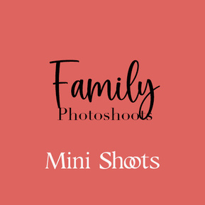 A graphic image that says 'Family Photoshoots Mini Shoots'
