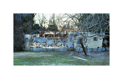 Mobile Home with pealing paint,  Todd Drake, Photographer, trailer
