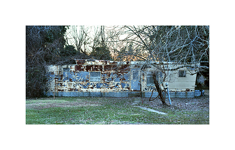 Mobile Home with pealing paint,  Todd Drake, Photographer, trailer