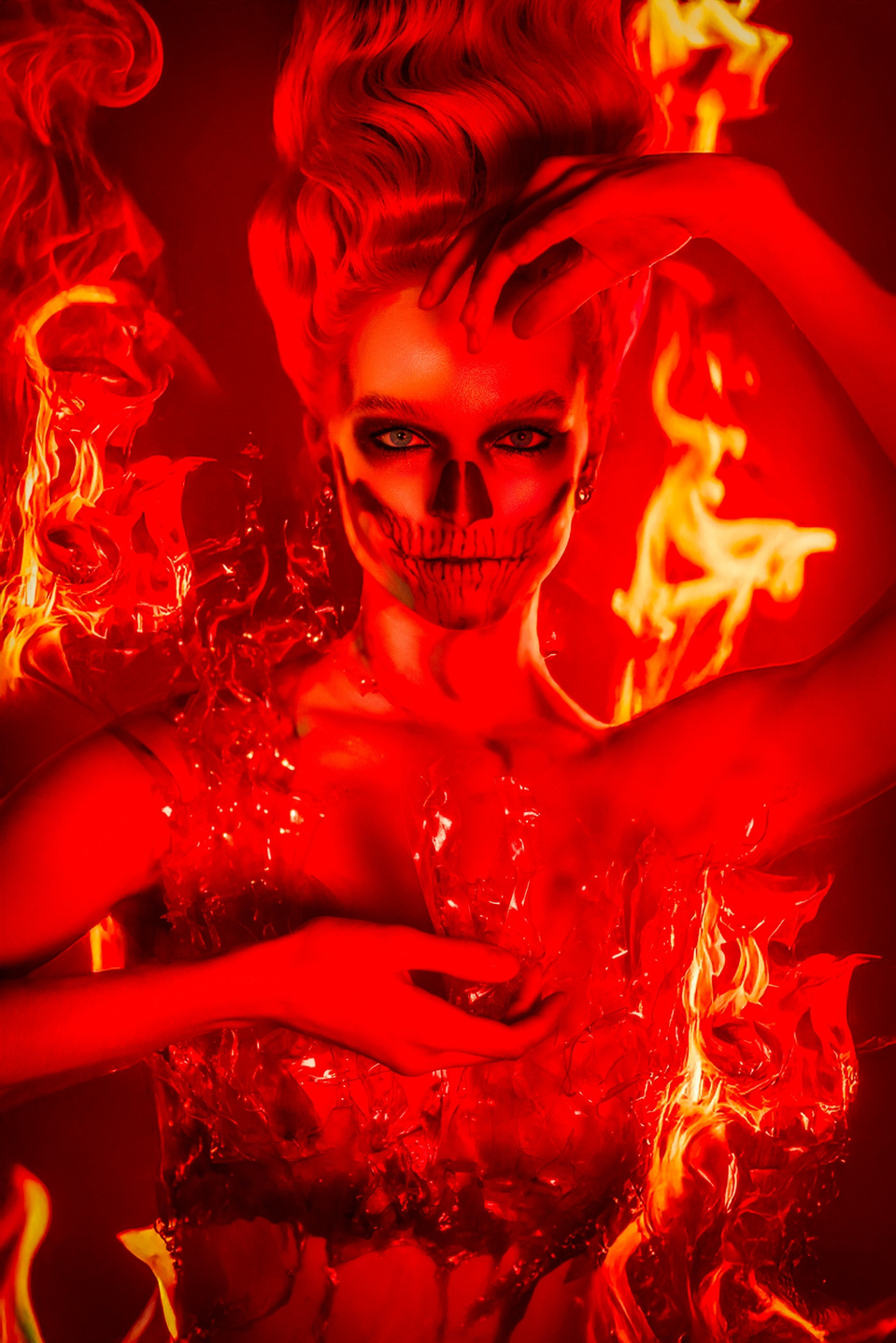 Maggie Sepsey bringing the heat in a fire-inspired shoot, captured by female photographer MFFPHOTOGRAPHY in New York.