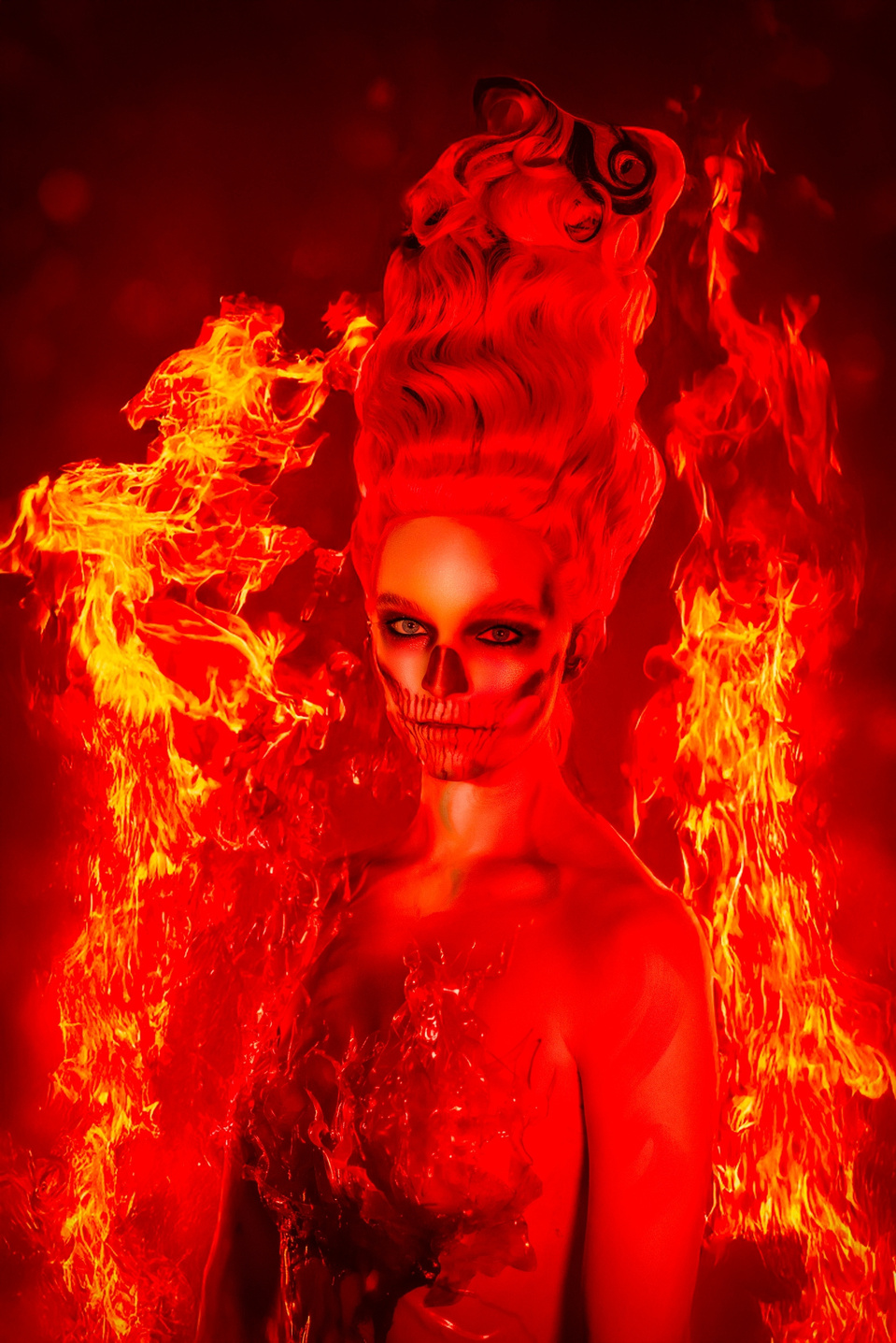 Maggie Sepsey bringing the heat in a fire-inspired shoot, captured by female photographer MFFPHOTOGRAPHY in New York.